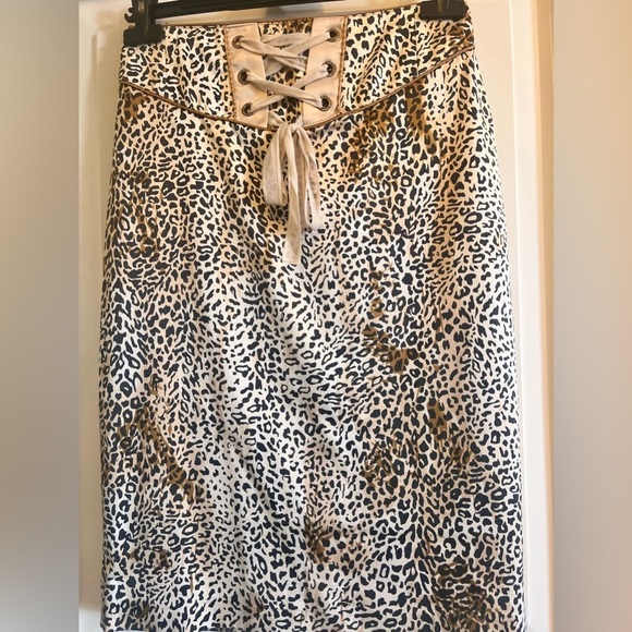 AJA Leopard print Pencil MIDI Skirt with Tie Front size 8 - Picture 2 of 9